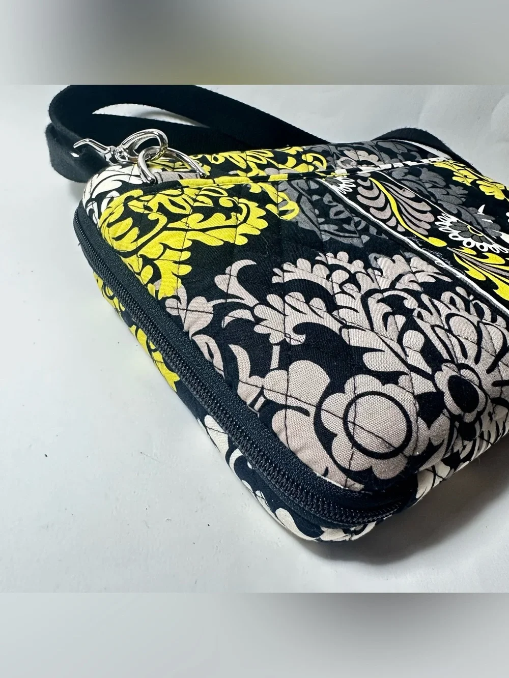 Vera Baroque Hardshell iPad Laptop Bag Black Grey White Yellow Chartreuse 12 x 9